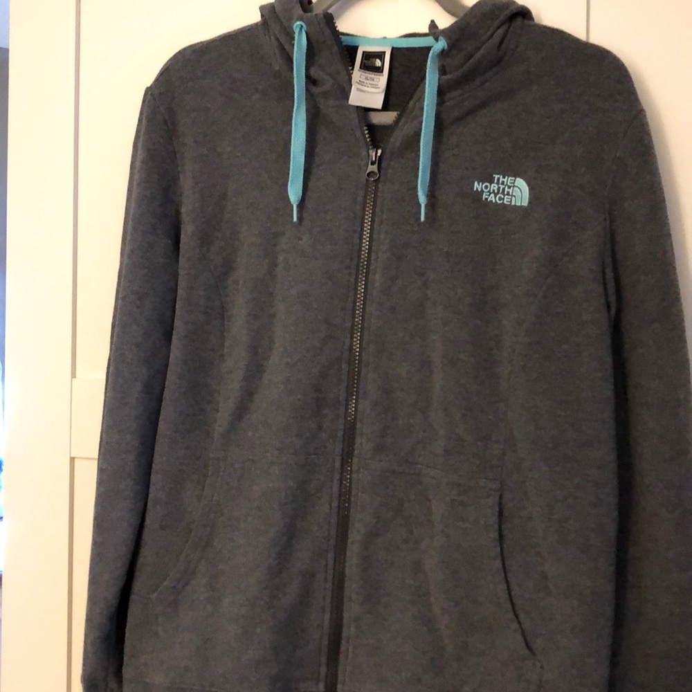 The North Face Gray and teal hoodie